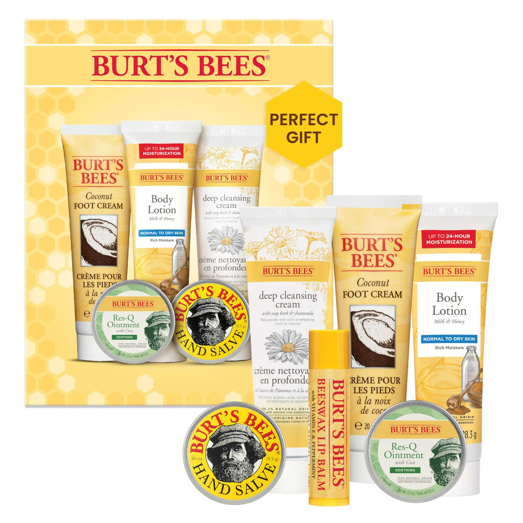 Minis Body Timeless Hand Bark Soap Coconut Chamomile Cleansing Lotion, Bees Milk Foot & Kit and Lip Cream, Beeswax Balm Res-Q Burt's Cream, Honey & Salve with Deep Ointment,