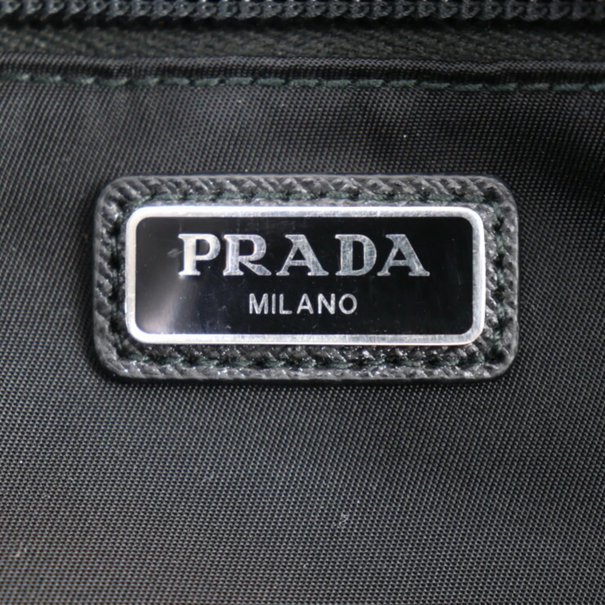 black (Good) handbag nylon PRADA Prada triangle bag hardware 2NA819 second Pre-Owned leather silver clutch logo