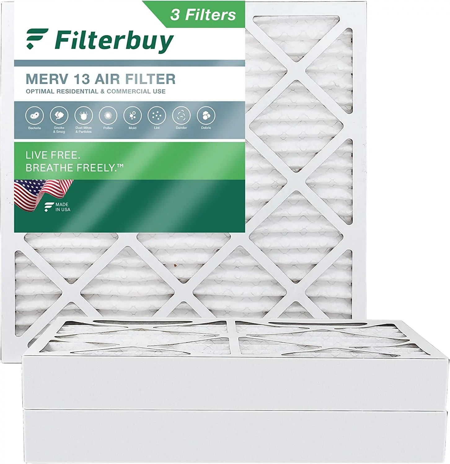 MERV HVAC (3-Pack) Furnace Air AC Filters Pleated Filterbuy 13 12x12x4