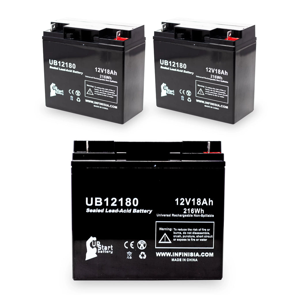 Sealed Battery Eagle 3x CF12V18 18Ah, 18000mAh, Lead Universal (12V, AGM, UB12180 Pitcher SLA) Replacement T4 - Acid Compatible Battery Terminal, Pack -
