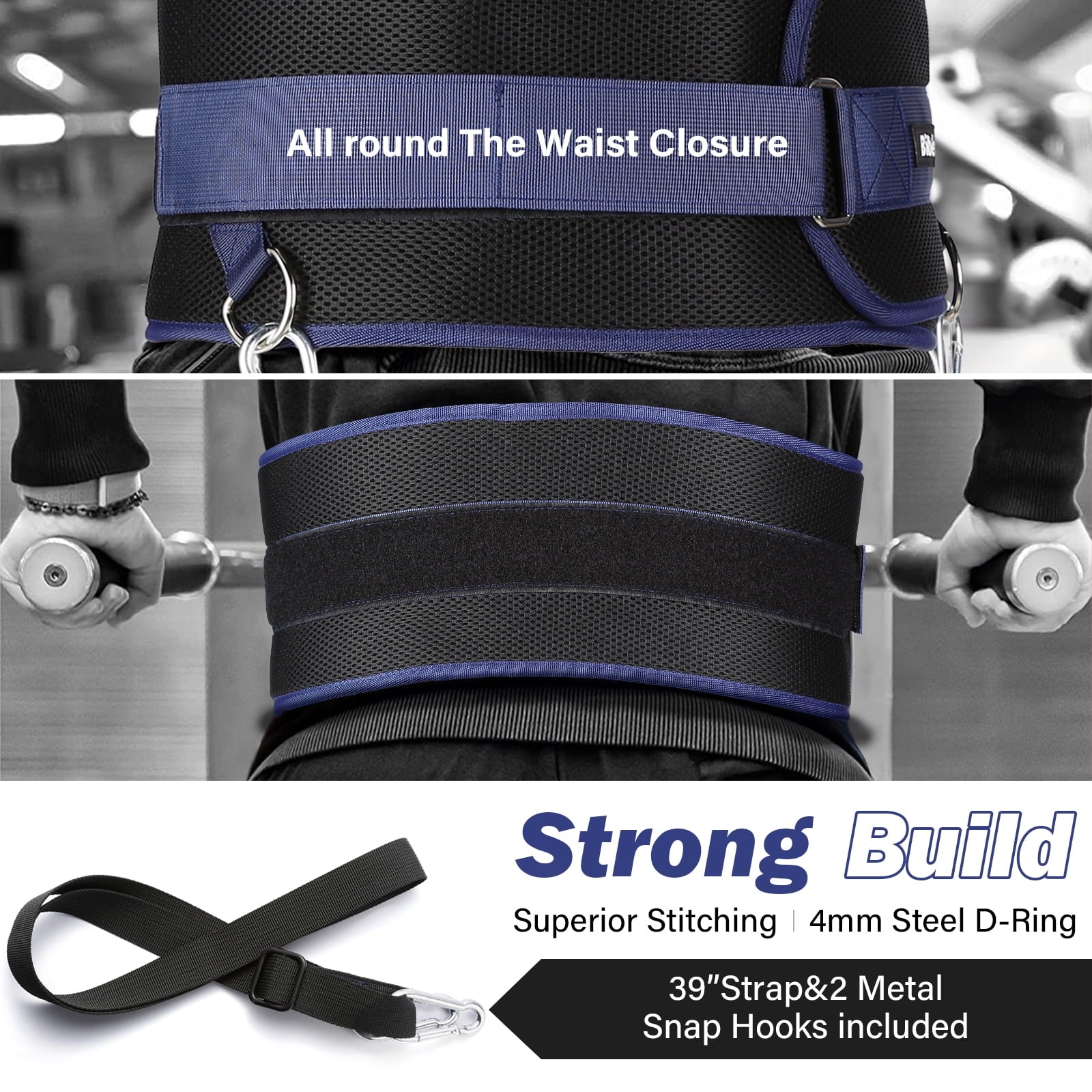 Adjustable,45-Angle pulls Strap,Weight 43 inch Snap Belt Hooks Weightlifting,Weight Dip 39 up,with lifting strap Belt for for Dip Rings&2 Bilbear inch Comfort Position