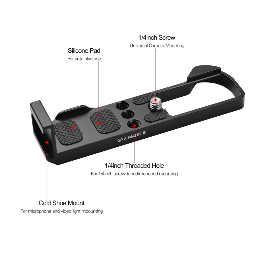Mount Cold Shoe Accessories L Plate 3/8 Suzicca Release G7X Camera Wrenches Quick Canon for III Threaded Holes with Replacement Mark 1/4 Camera
