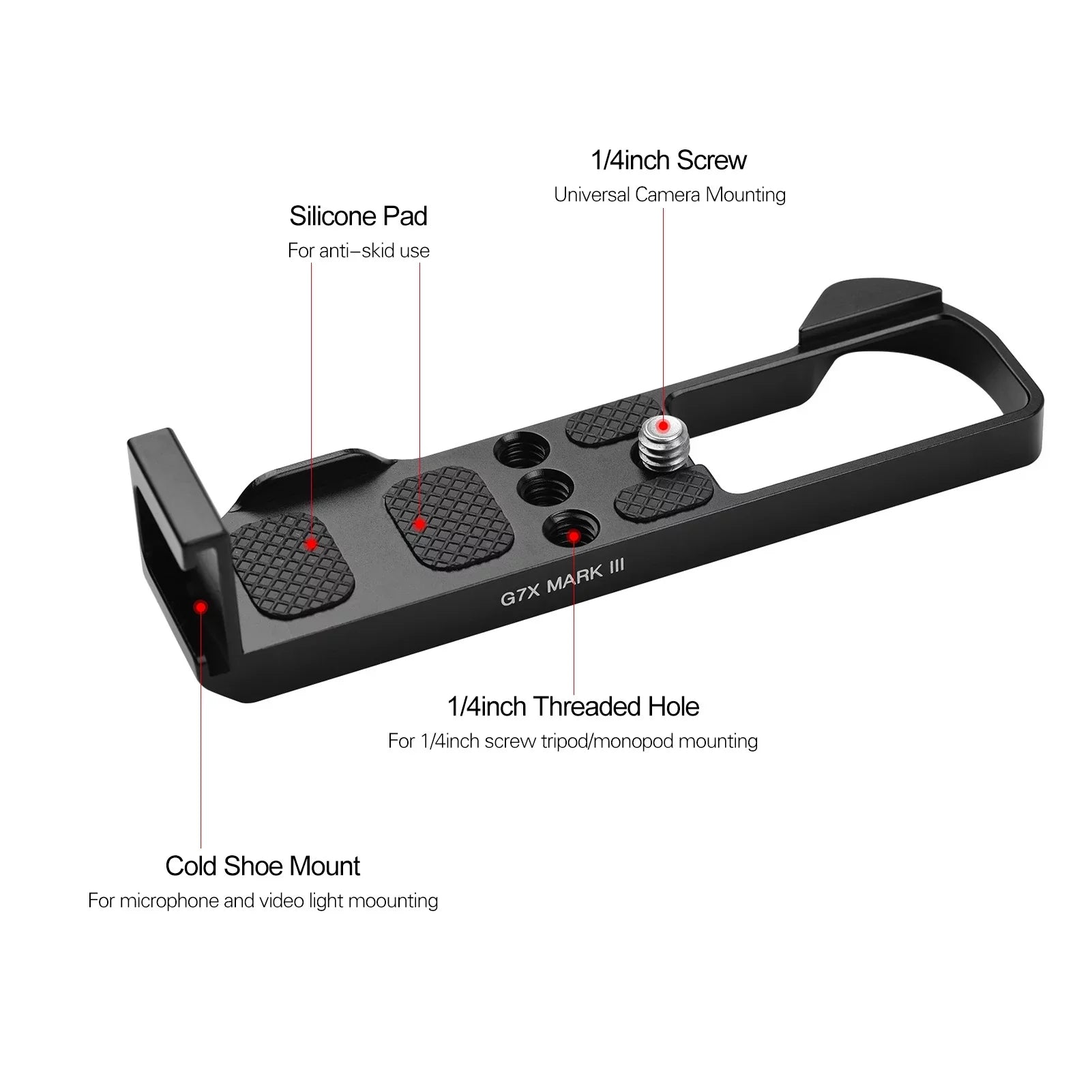 Mount Cold Shoe Accessories L Plate 3/8 Suzicca Release G7X Camera Wrenches Quick Canon for III Threaded Holes with Replacement Mark 1/4 Camera