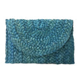 Eliza Clutch, Fashion Ocean Blue Envelope Straw Culture Crochet