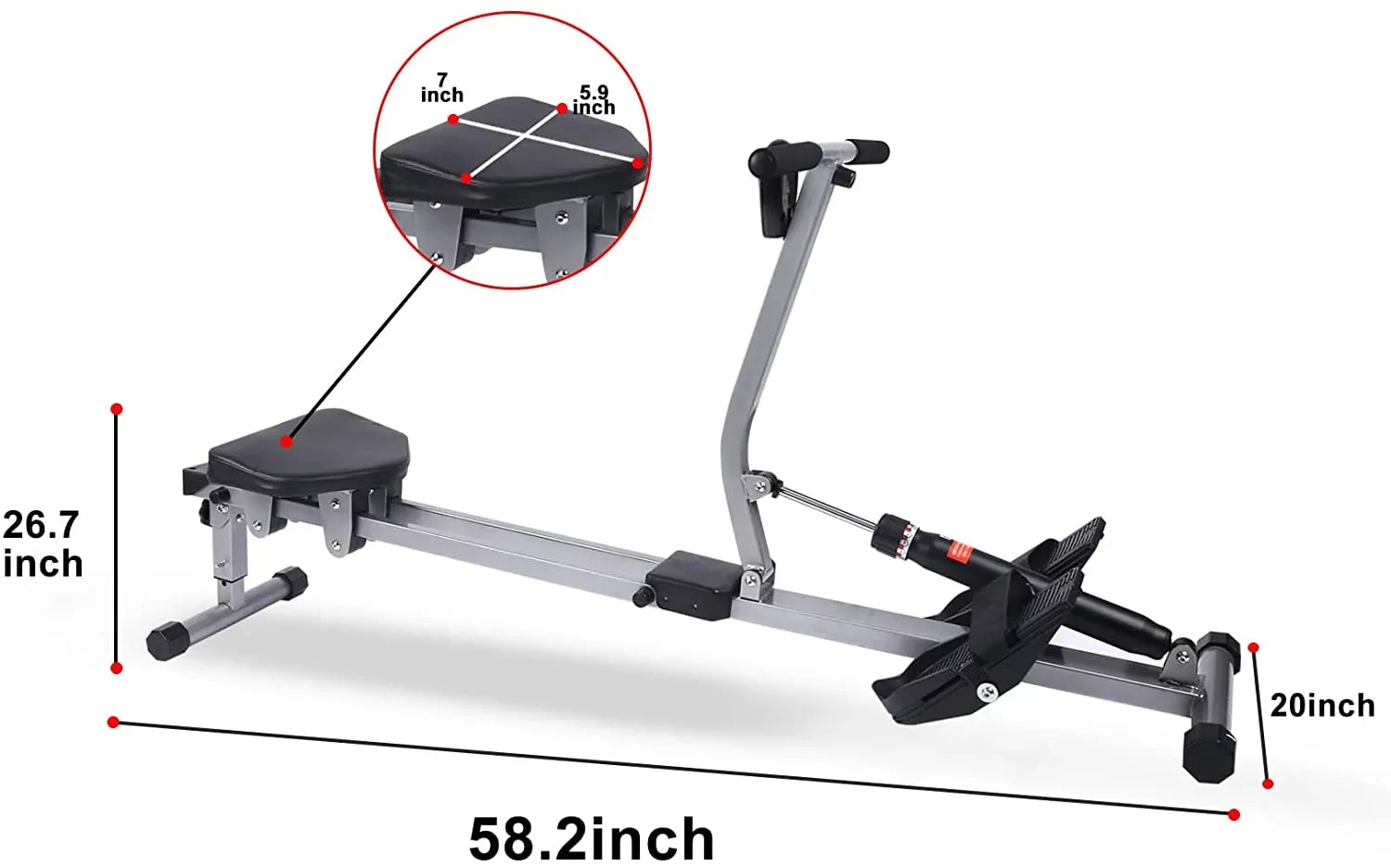 and Digital Monitor of Maximum 260 Load, Black Fitness Rower lbs Machine Rowing YSSOA Ergometer,
