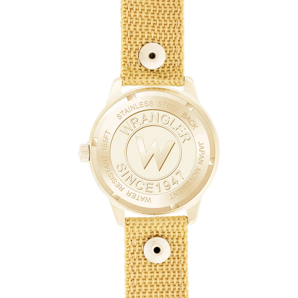 Wrangler dial, White Watch Strap 42mm Wheat Colored Nylon