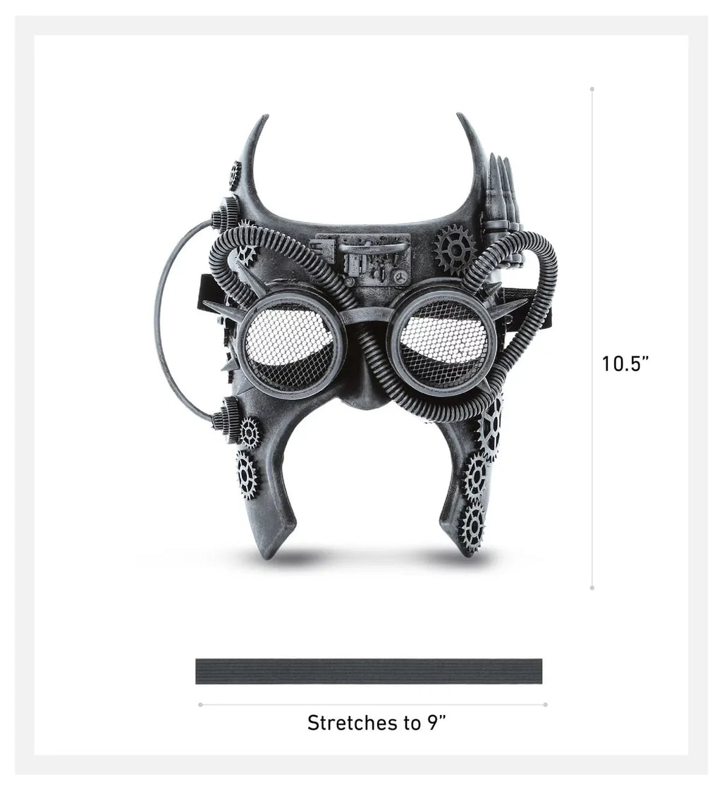 Goggle Mask Half Robot - Silver Steampunk Face Gladiator Studio Attitude Costume