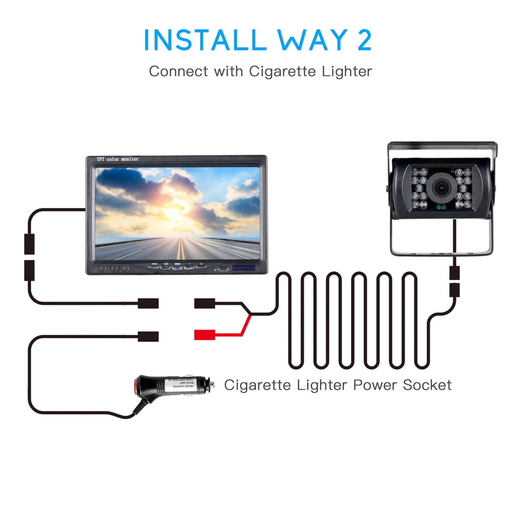 Cam Camping Back Waterproof IR RVs Kit, Night LCD Camera Backup Reverse Vision with Vans, IP67 TOGUARD Cars, 7’’ up Monitor Rear Night Vision Rearview with Trucks, CA711 for View