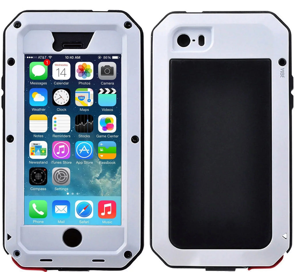 Gorilla Military Grade Outdoor (White) Glass Aluminum Travel iPhone Rugged Protection, 6s Duty Shockproof Resistant Scratch Case Metal Plus and Heavy