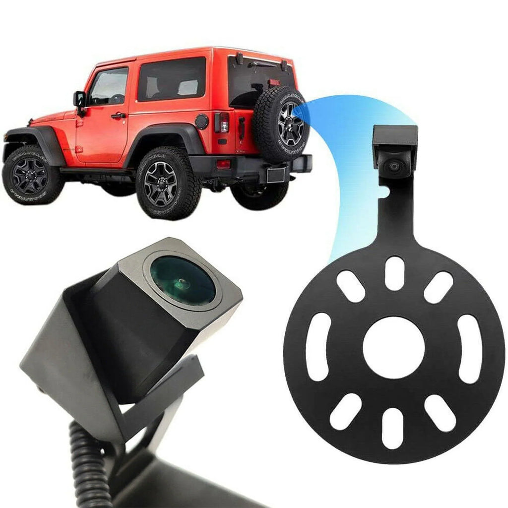 OEM Camera Adapter Camera Monitor Jeep Reversing View 2007-2018 Aftermarket Wrangler with Tire Guideline for Parking iMeshbean Waterproof Spare Rear Removable