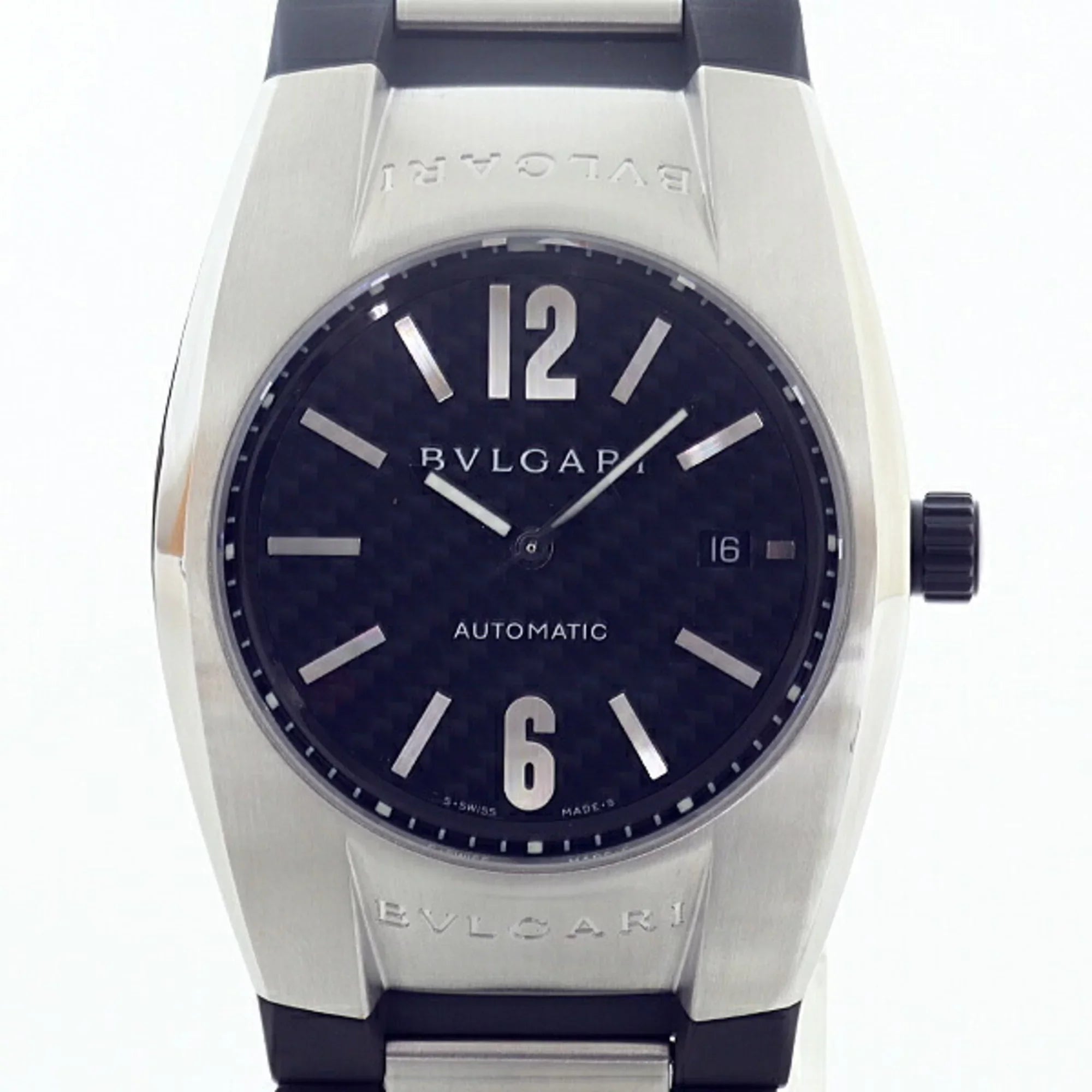 EG40S BVLGARI watch rubber (Good) black self-winding dial Ergon (black) men's Pre-Owned belt Bulgari