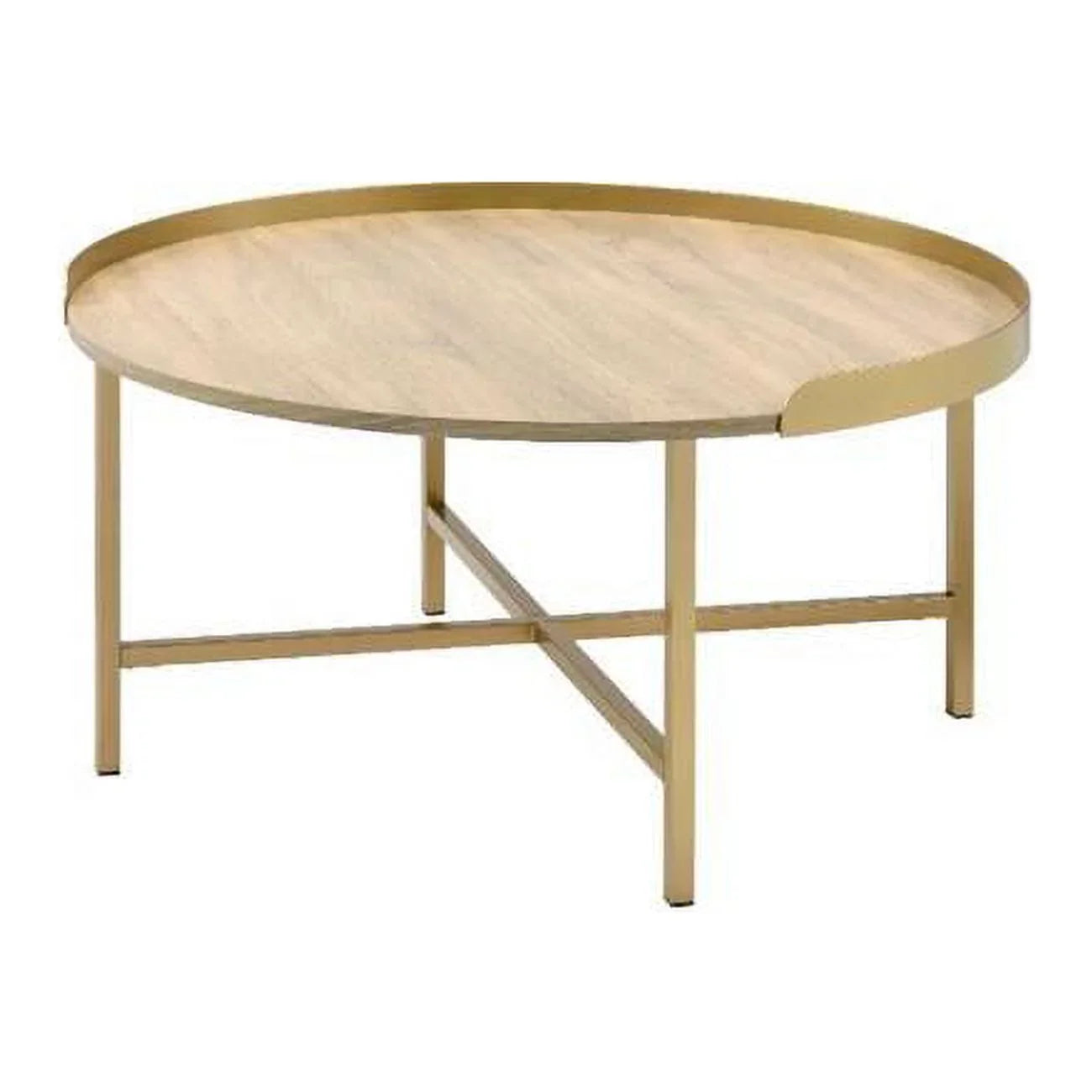 Mithea 18 Top x Table, Coffee Oak & x 34 34 in. Table Gold