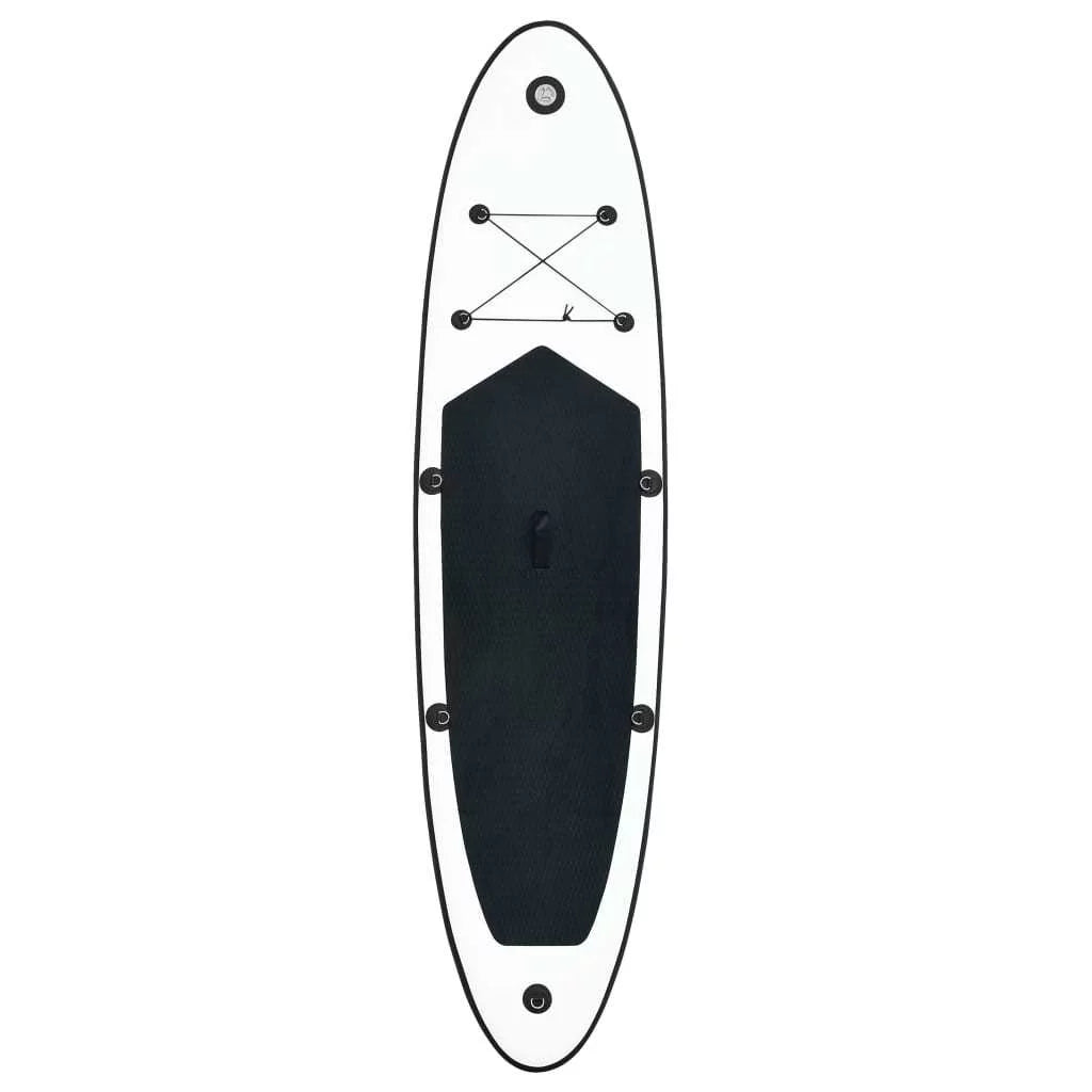 Inflatable Paddle White Set in Up Black Stand and Board Companion Perfect Sleek