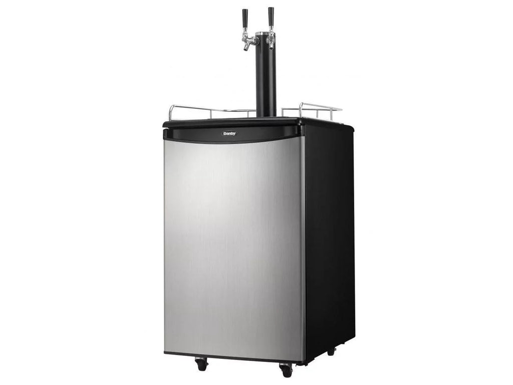 Dual-Top Danby 5.4 Foot Kegerator Beer Double Tap Steel Cubic DKC054A1BSL2DB