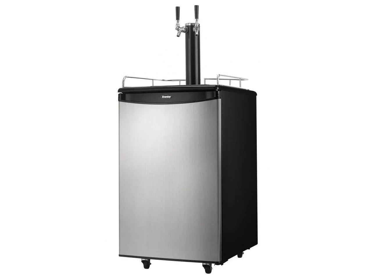 Dual-Top Danby 5.4 Foot Kegerator Beer Double Tap Steel Cubic DKC054A1BSL2DB