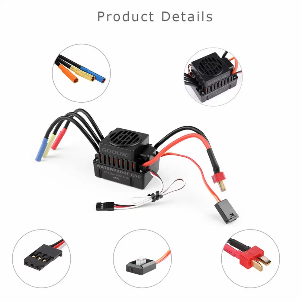 ESC Rookin 110 45A Car F540 Car 4370KV GoolRC Accessory,Set Waterproof Combo 1/10 4370KV Motor Remote