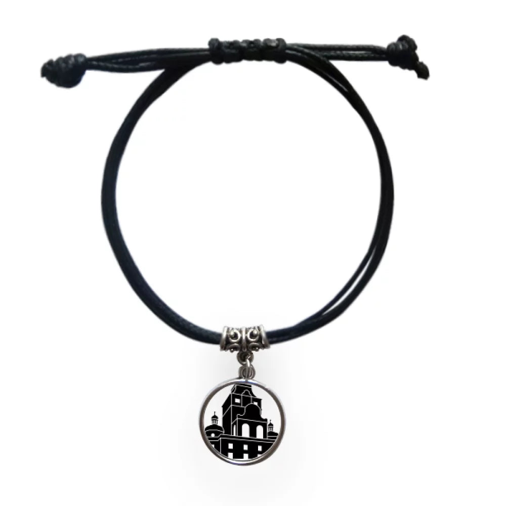 Rope Building Germany Jewelry Black Leather Famous Bracelet Architecture Wristband