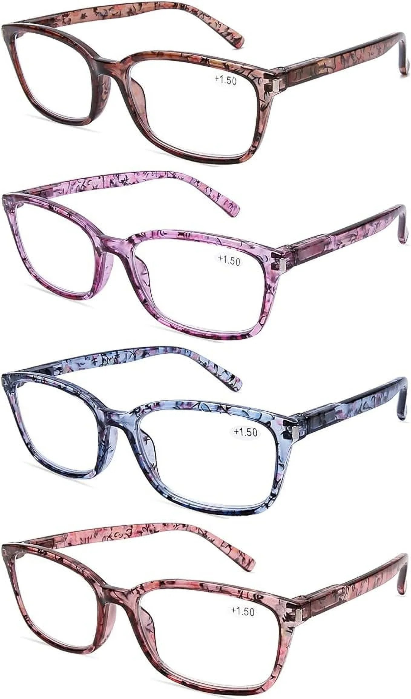 Anti Hinge for Glasses Reading Pack Readers 4 Eyestrain Computer 1.50 Stylish Light Strength Blocking Blue DOOViC Spring Women