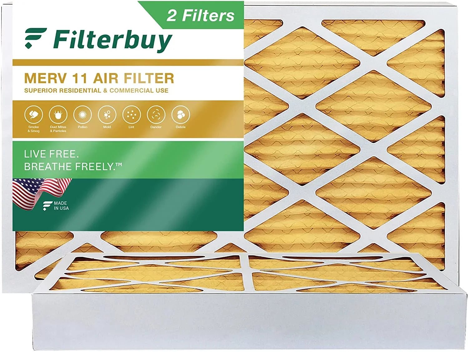 MERV Furnace Air (2-Pack) Filterbuy AC HVAC 11 Filters 10x18x4 Pleated