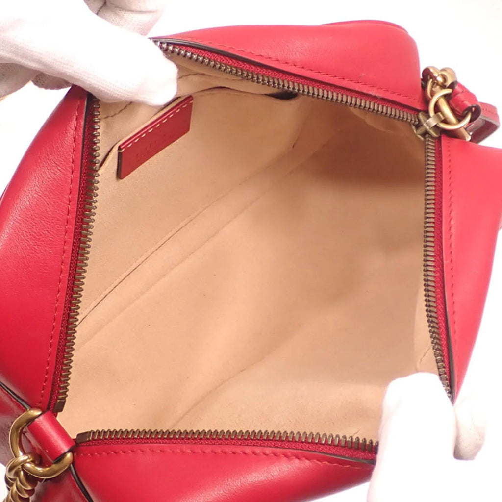 Bag 447632 Leather Gucci GG Shoulder (Good) Marmont Small Pre-Owned Red Women's Quilted