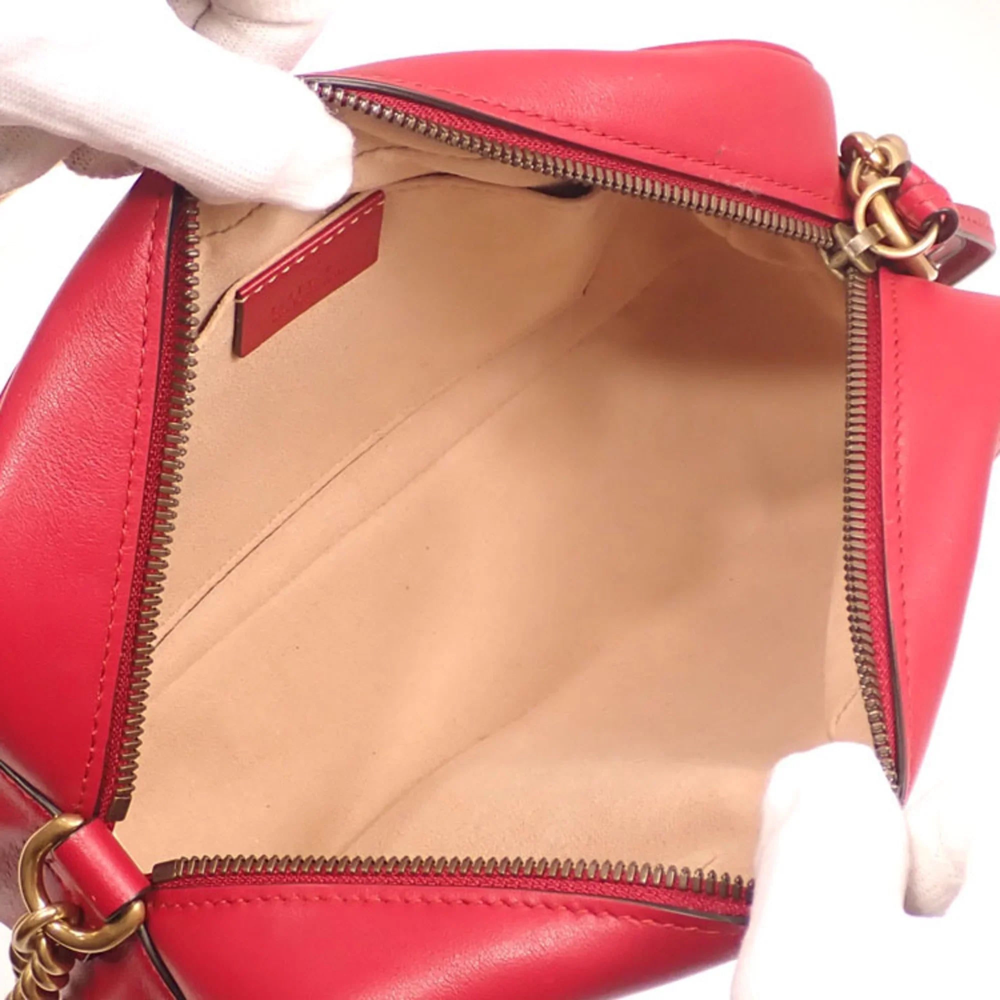 Bag 447632 Leather Gucci GG Shoulder (Good) Marmont Small Pre-Owned Red Women's Quilted