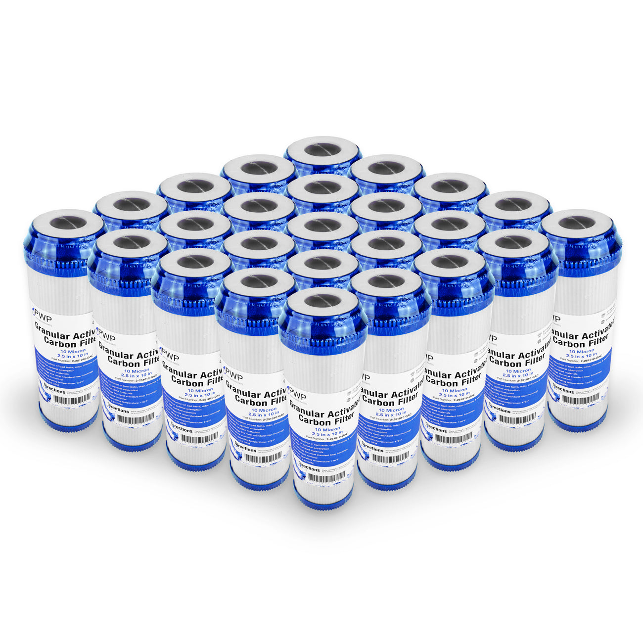 Filter 25 2.5 10 Water Activated Micron pack x10" Granular Carbon Cartridge