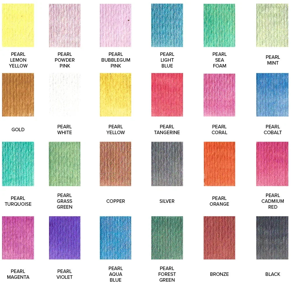 24 Palette, Watercolor Premium GenCrafts Colors Set of Metallic