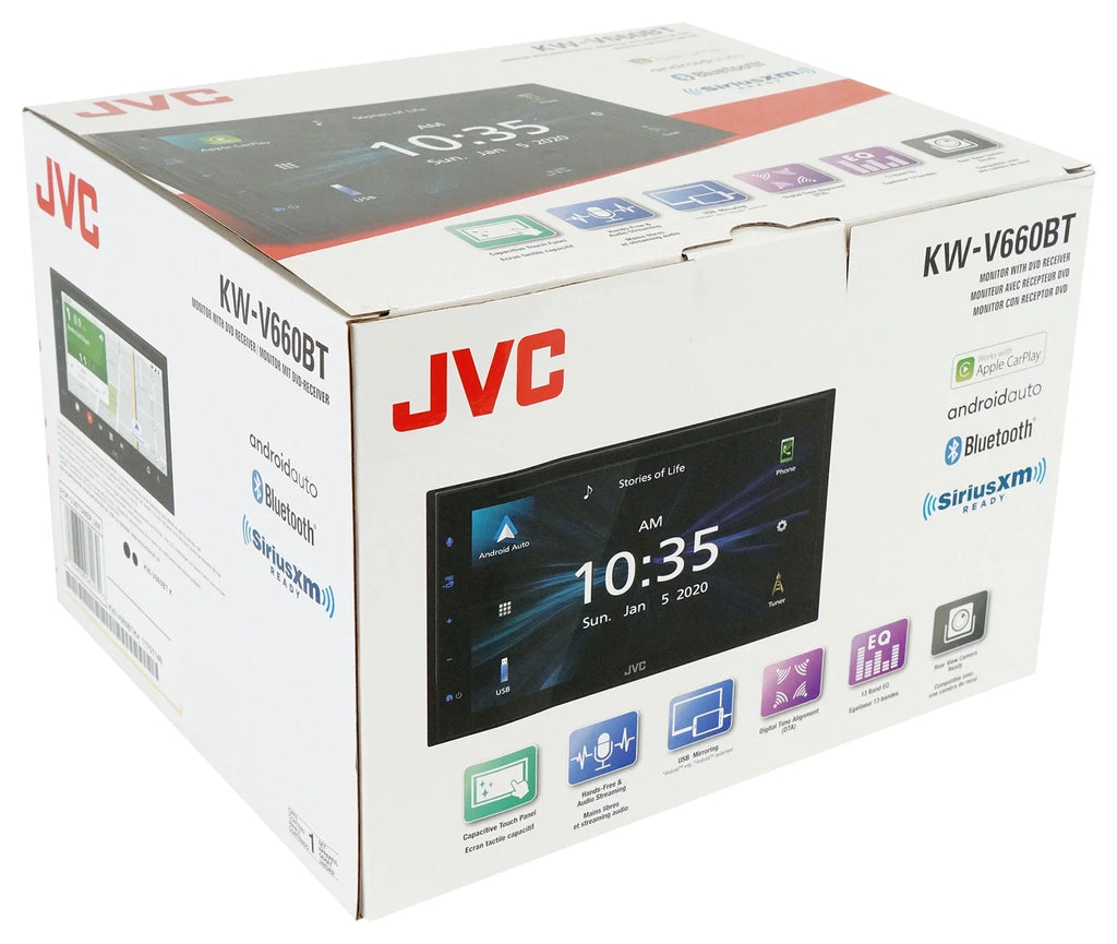 Monitor DVD Cam JVC KW-V660BT Car Receiver+Backup Carplay/Bluetooth/Android 6.8"