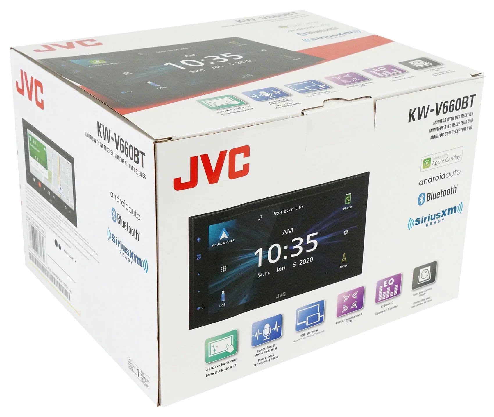Monitor DVD Cam JVC KW-V660BT Car Receiver+Backup Carplay/Bluetooth/Android 6.8"