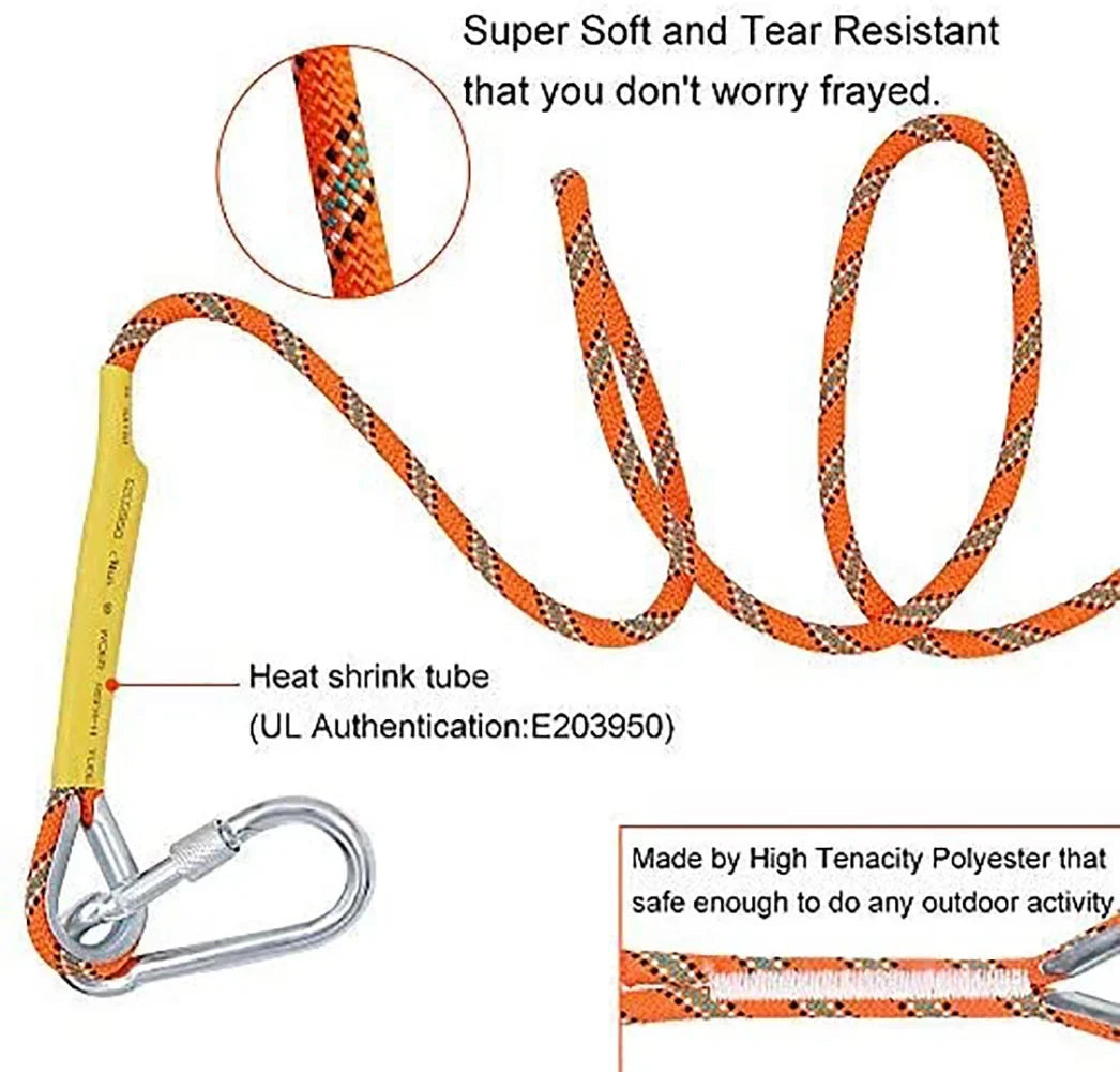 Parachute X Ice Outdoor Rope Climbing 50M(160ft) Static Climbing Rescue Rope XBEN Rope Escape Rock Climbing for Equipment Fire