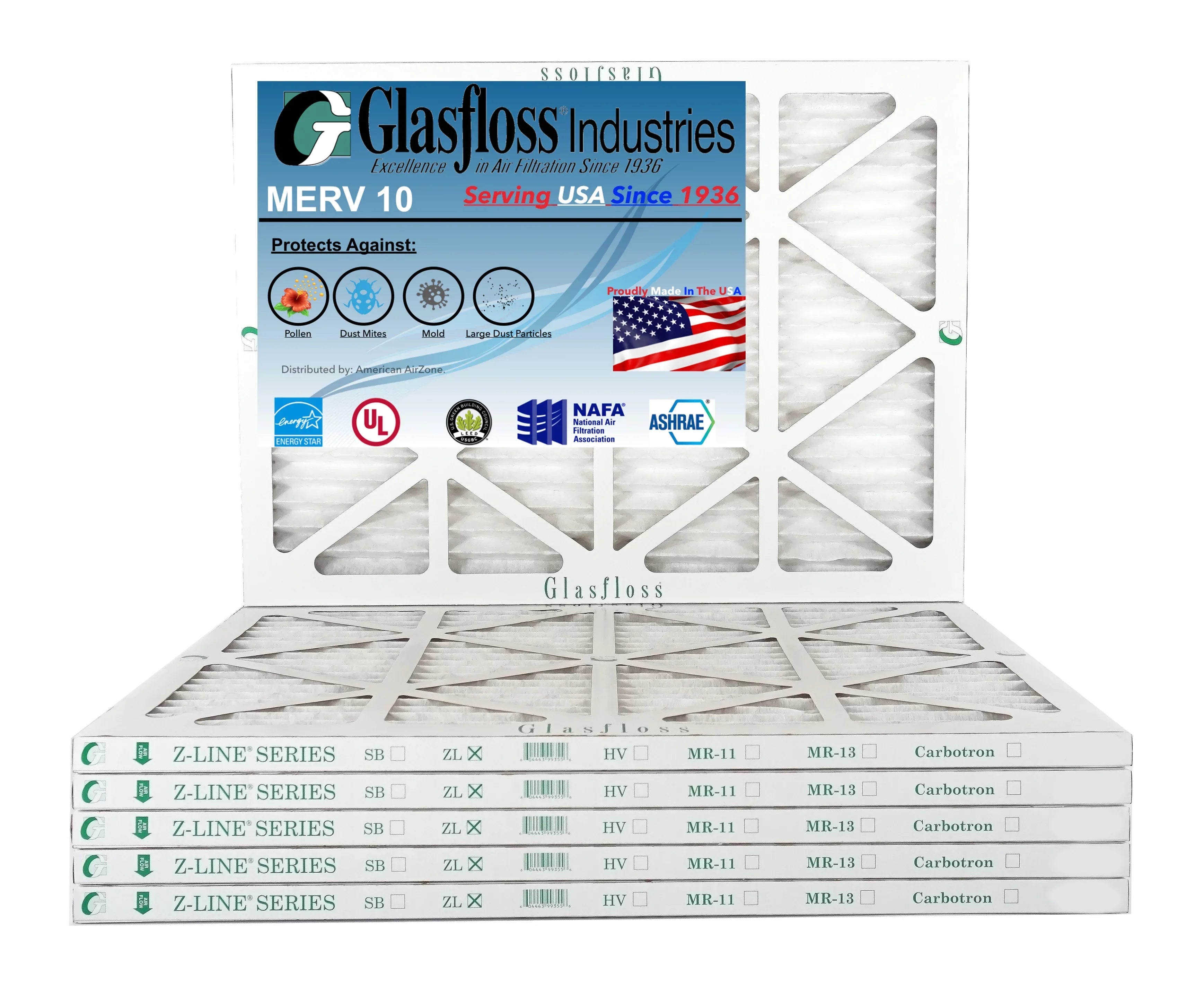 Size: Furnace (Actual 10 - 17.5 inch) 21.5x7/8 USA Made Filter in MERV x 18x22x1 Glasfloss -Qty:6 - Air -
