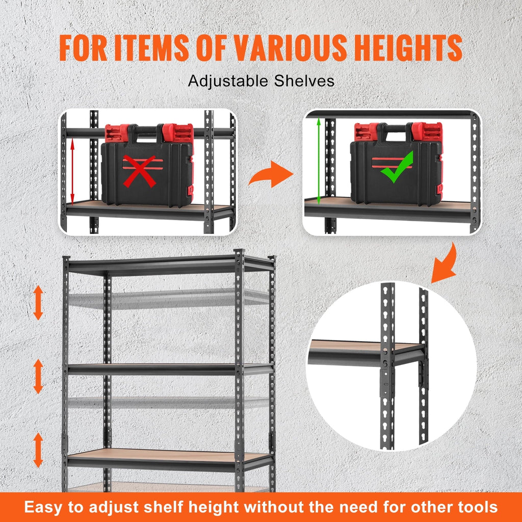 BENTISM Storage Storage Adjustable Unit Rack Shelving Garage 5-Tier lbs 2000 Load