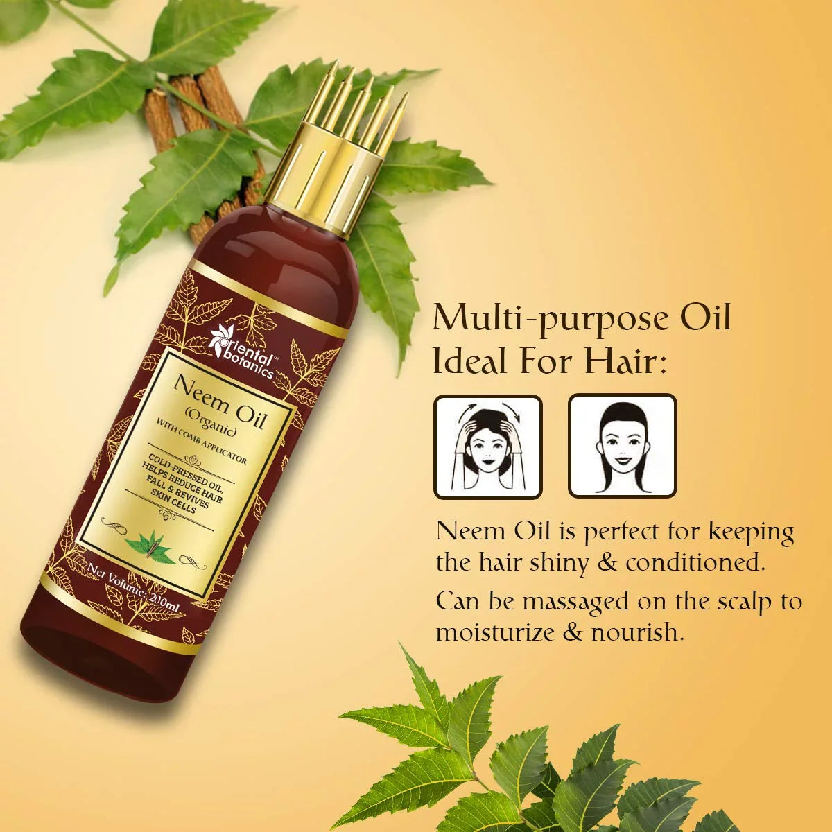 Care for Botanics Neem with Comb No and - Pure Oil Hair Skin 200ml Oriental Oil, Silicones - With Applicator Oil Mineral Organic