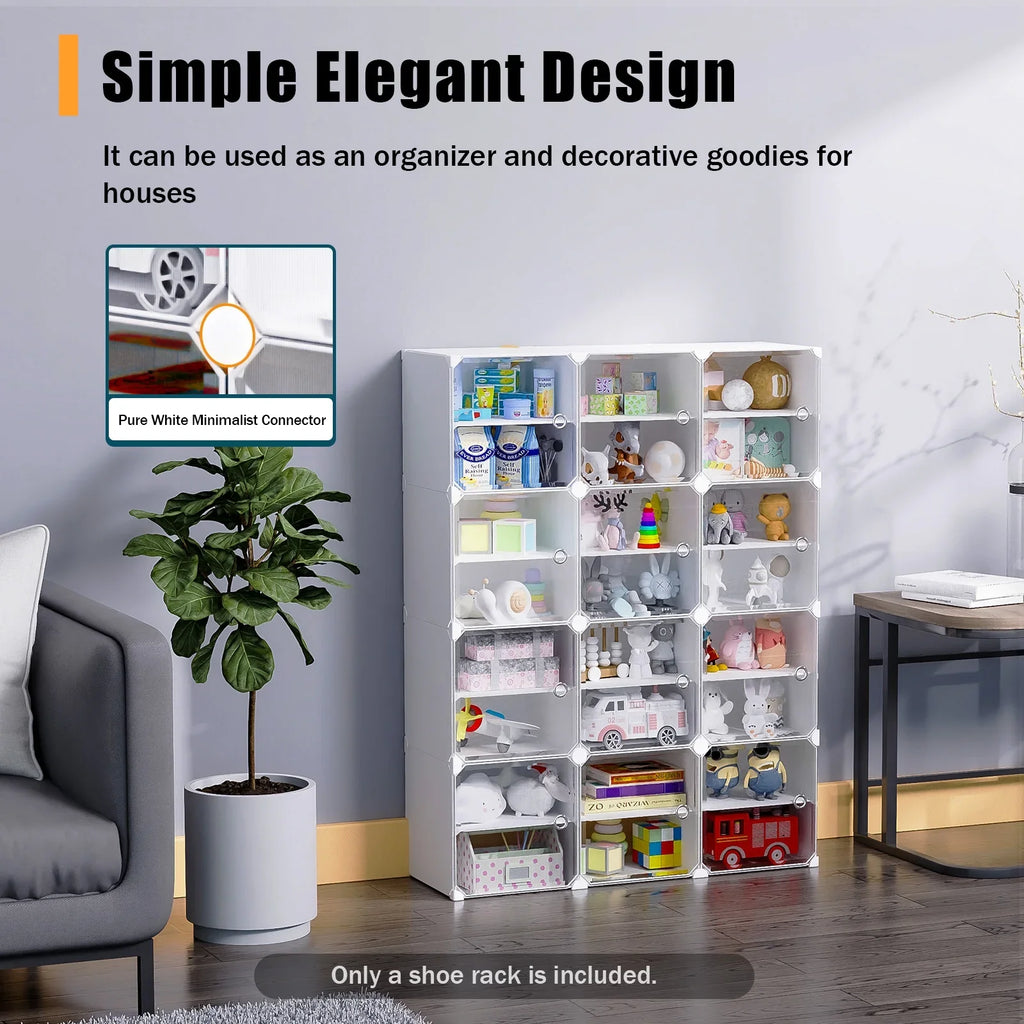 for Shoe Entryway Storage Pairs Modular Tiers Closet Hallway 12 Bedroom 96 Shelf 48 Tower Cubes Shoe Cabinet White Stand Organizer Boxes, Shoe Plastic Storage Rack