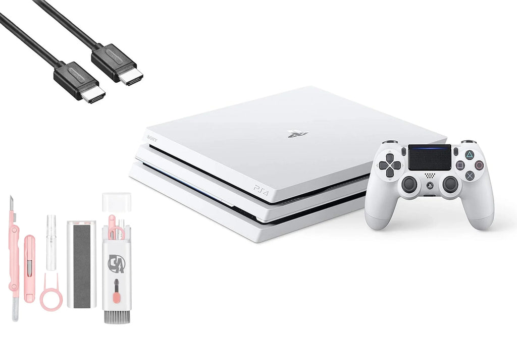 BOLT White AXTION Bundle Glacier 1TB HDMI Kit PlayStation Console Sony Cable Like Gaming Pro With 4 Cleaning New