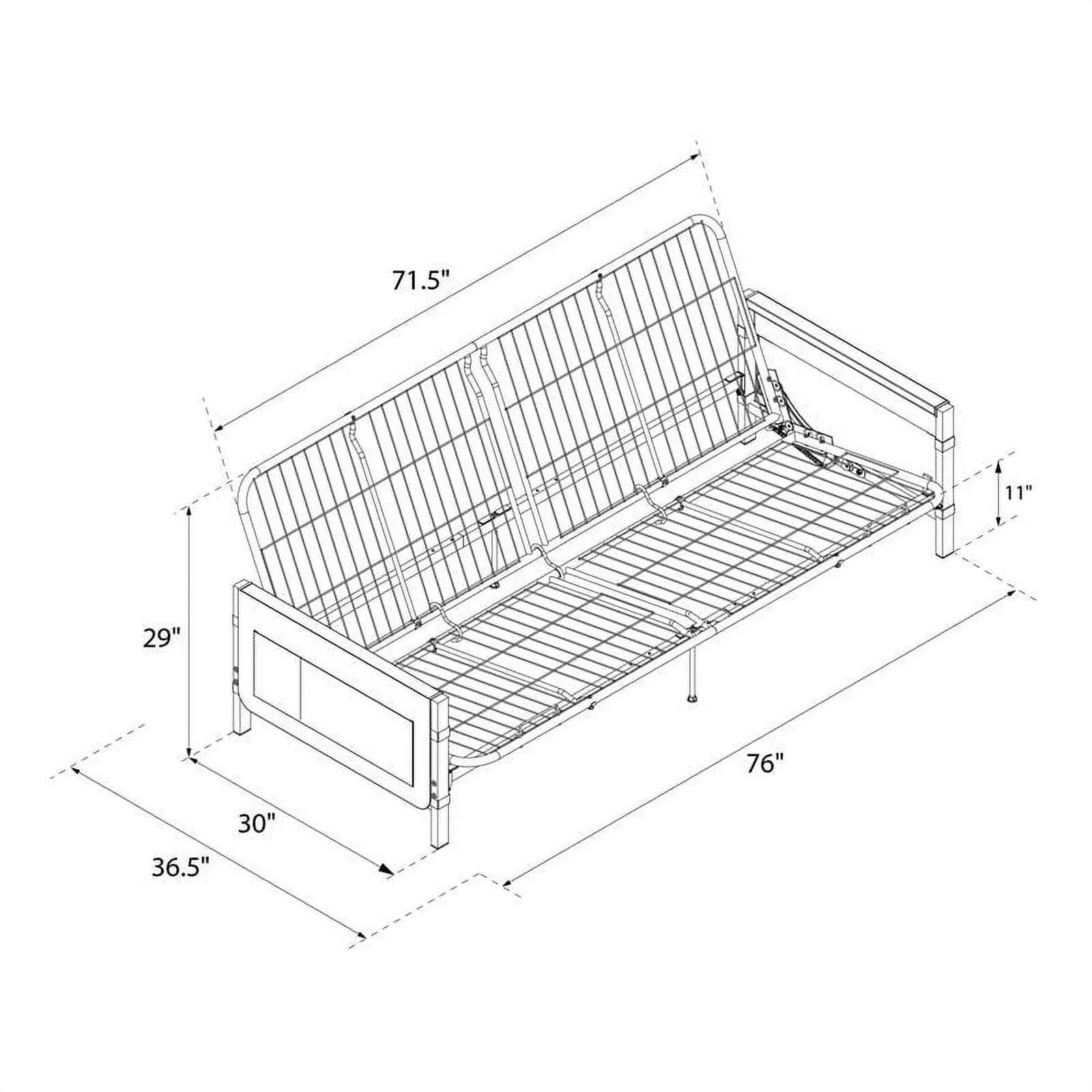 Futon Gray DHP Melbourne with Futon Storage Thermobonded in Mattress 6"