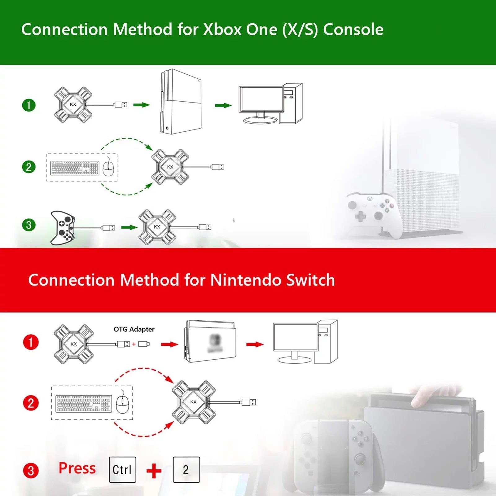 Gamepad Converter Keyboard Adapter Switch/X-box/PS5/P-S-4/PS3 Mouse KX Mouse Replacement Portable Controller Keyboard for Adapter Adapter Abody