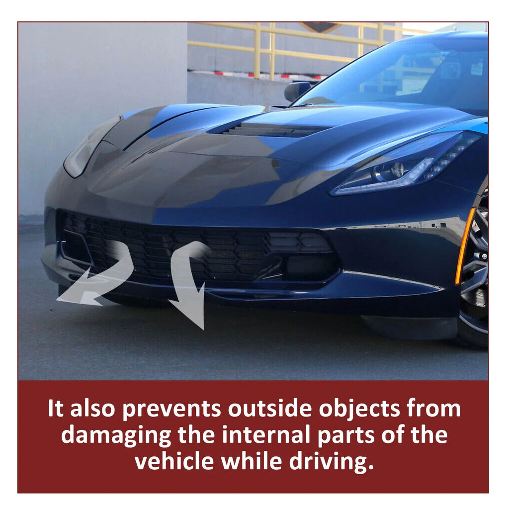 C7 (W/O Z06 Painted Lower Front 2014-2019 Bracket) All Chevrolet for Camera Front Plastic Style Kojem Glossy Models Black Corvette Grille Bumper Cover