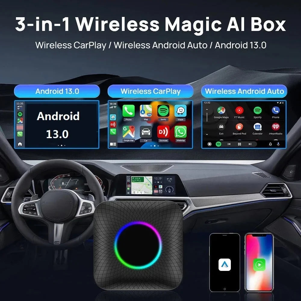 Apple Youtube Box Netflix Ai Car Box Carlinkit Tv Auto For QCM6225 CarPlay Led Accessories Smart Android & Wireless Android 13