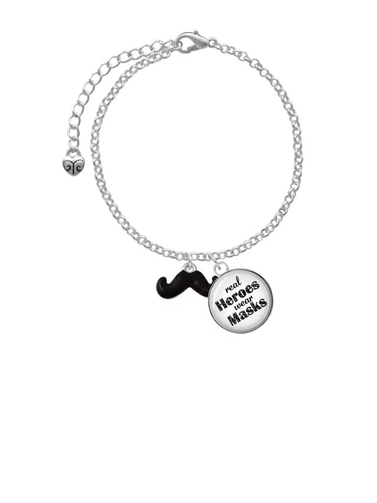 Enamel Jewelry Masks Real Charm Heroes Silvertone Delight Bracelet Wear Mustache Black Small Dome