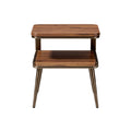 Modern Wooden Side Table with Two-Tier Design and Metal Legs