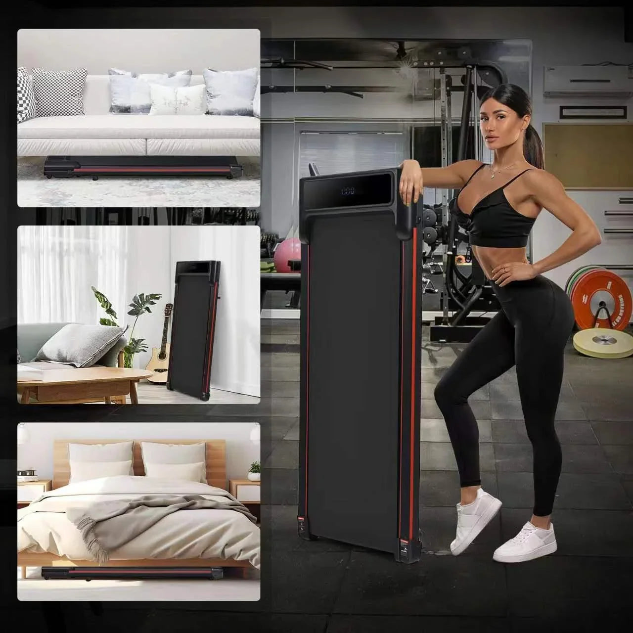Capacity, Size Control 0.6-3.8MPH Jogging, Remote & Home Speed Under LED Display, Treadmill for Office, Walking Portable Desk Seizeen Walking 300lbs 47''L for Pad, Small