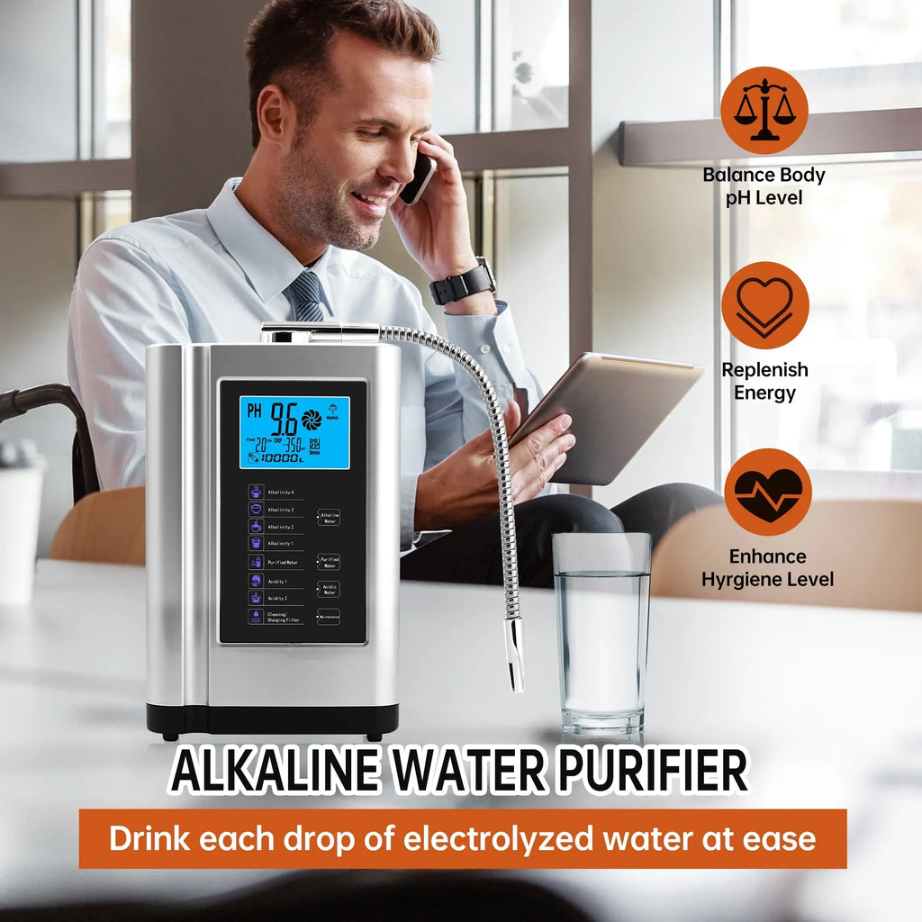 Settings,Auto-Cleaning,Intelligent Water Water Water Filter,7 Alka -500mV Acid to ORP, Alkaline Machine 8000 Purifier Water Per 3.5-10.5 Liters Voice(Silver) PH Machine,Up Ionizer,