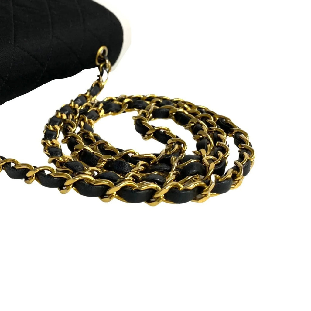 Chain Pre-Owned Flap 73960 Bag Matelasse Full Black CHANEL Lambskin Turnlock Cotton Shoulder (Good)