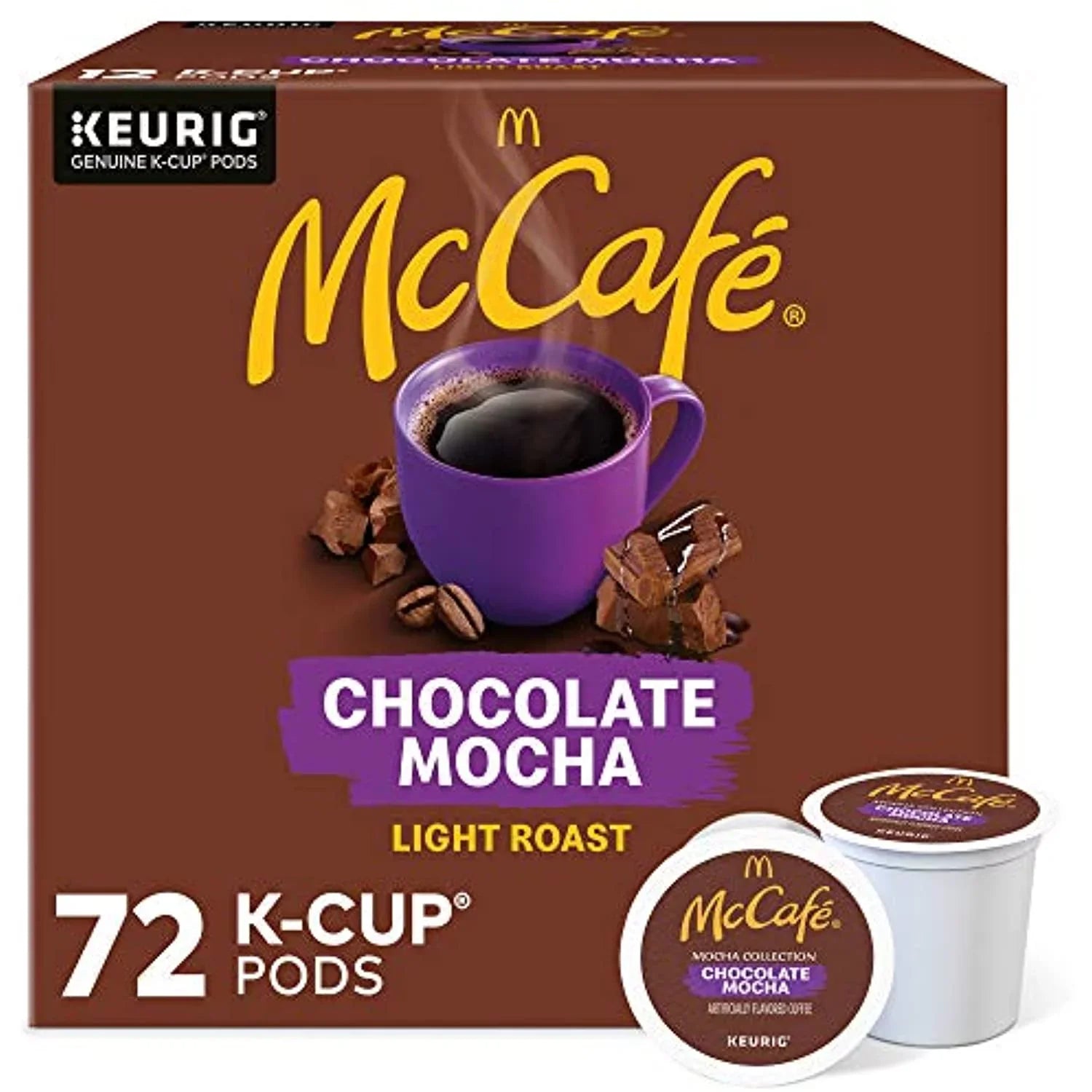 K-Cup Coffee 72 Mocha, Pods, Coffee, Keurig Chocolate Flavored Count Mccafe Single Serve