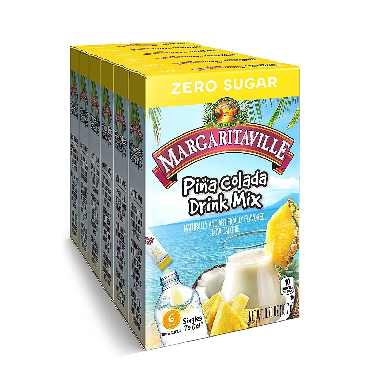Go Singles Pack To (Pina Mix Drink Powder Flavored, - Margarita Sticks Non-Alcoholic - Margaritaville Colada, 6) Water