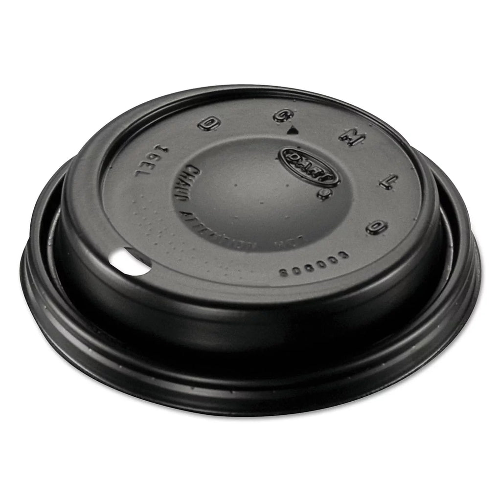 Cappuccino 16ELBLK (1000/Carton) Dome Sipper Plastic - Lids Black Dart