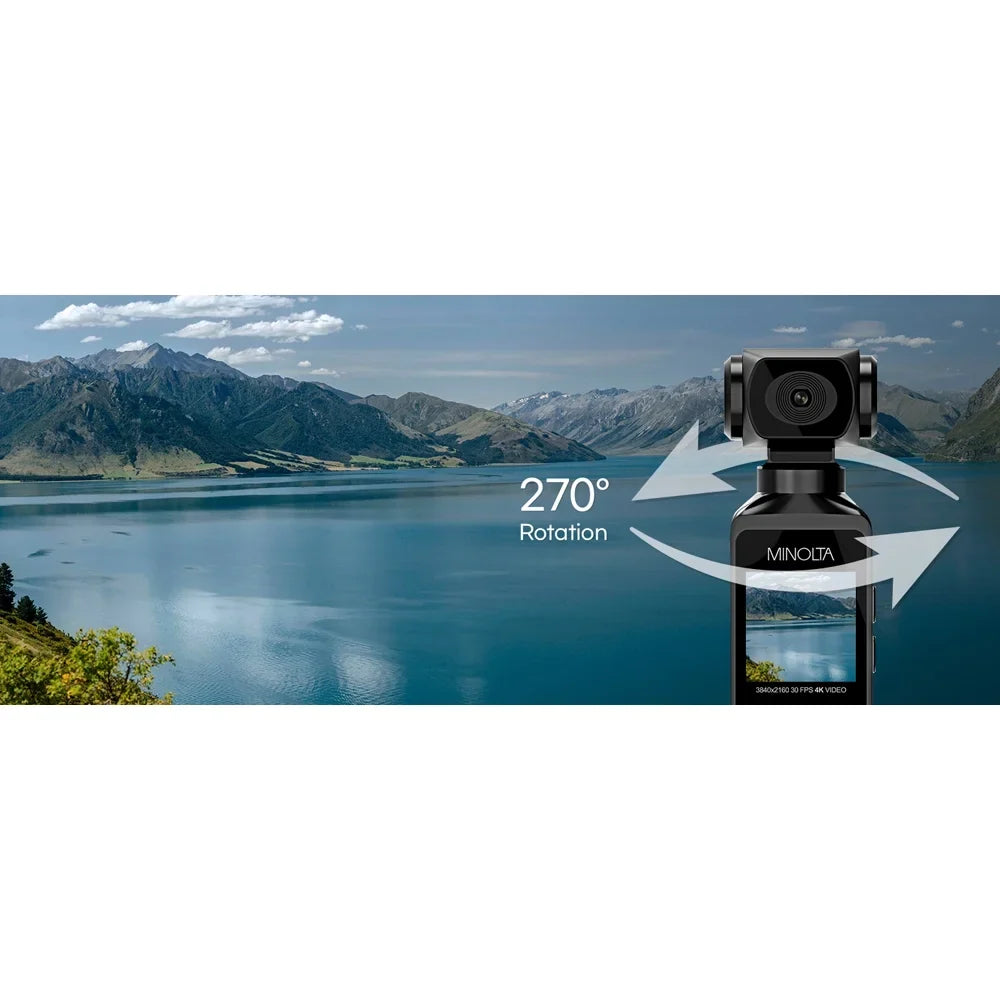 Minolta & MN4KP1 Pocket Camcorder Housing (Black) 4K Waterproof HD Ultra w/WiFi