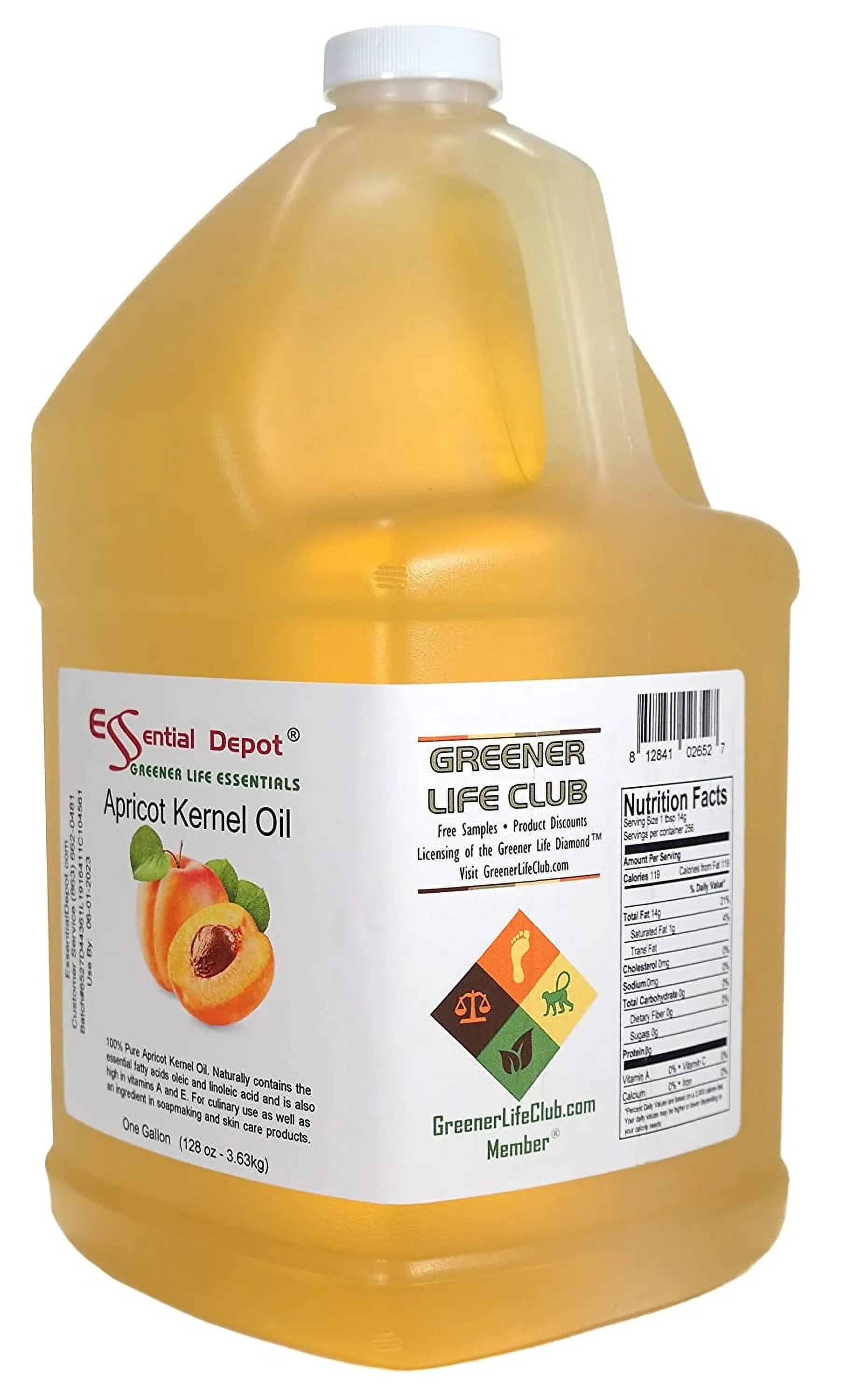 '- - container Gallon Apricot - with Oil cap sealed Grade Food Kernel 1 safety HDPE resealable