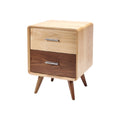 Mid-Century Modern Wooden Nightstand with Two Drawers